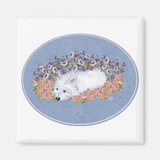 Westie Floral Repose Magnet (Vorne)