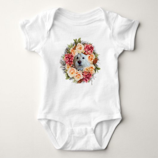 Westie Floral Wreath Baby Strampler (Vorderseite)