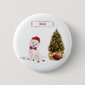 Westie Funny Christmas Dog mit Baum Button (Vorderseite)