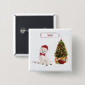 Westie Funny Christmas Dog mit Baum Button (Vorne & Hinten)