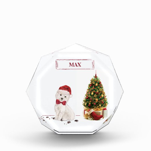 Westie Funny Christmas Dog mit Baum Fotoblock (Vorderseite)