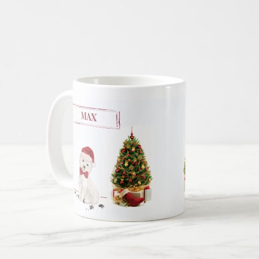 Westie Funny Christmas Dog mit Baum Kaffeetasse (Vorderseite Links)