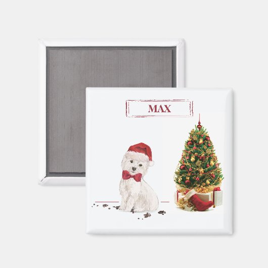 Westie Funny Christmas Dog mit Baum Magnet (Vorderseite/Rückseite)
