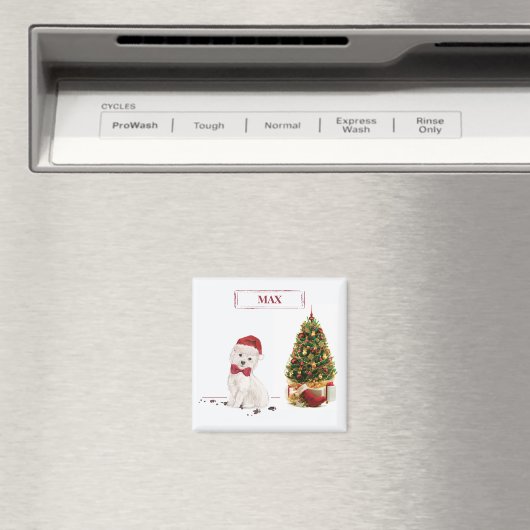 Westie Funny Christmas Dog mit Baum Magnet (In Situ (Geschirrspüler))