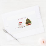 Westie Funny Christmas Dog mit Baum Rechteckiger Aufkleber<br><div class="desc">Dieser Hund züchtet,  ein Westie sitzt neben einem dekorierten Weihnachtsbaum. Gewartet für die Ferien,  sieht dieser Hund humorvoll in einer Weihnachtsmannmütze und rot-bug Krawatte aus. Perfekte Geschenke,  um diese Weihnachten entweder von oder für einen Hundeliebhaber zu schicken - oder nur weil es lustig ist!</div>
