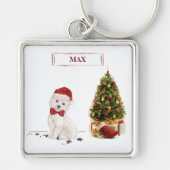 Westie Funny Christmas Dog mit Baum Schlüsselanhänger (Vorne)
