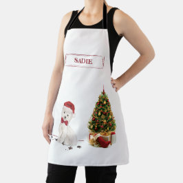Westie Funny Christmas Dog mit Baum Schürze