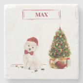 Westie Funny Christmas Dog mit Baum Steinuntersetzer (Vorderseite)
