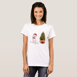 Westie Funny Christmas Dog mit Baum T-Shirt