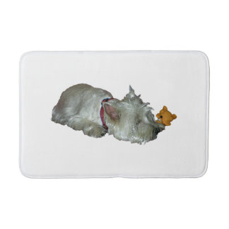 WESTIE, GANZ HERAUS GESPIELT BADEMATTE