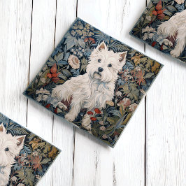 Westie Garden Tapestes im William Morris Style Glasuntersetzer