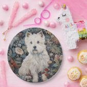 Westie Garden Tapestes im William Morris Style Pappteller (Party)
