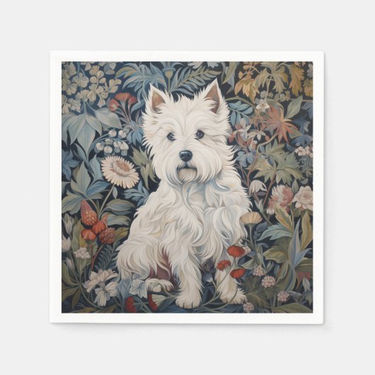 Westie Garden Tapestes im William Morris Style Serviette (Vorderseite)