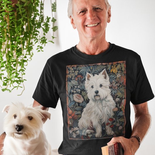 Westie Garden Tapestes im William Morris Style T-Shirt