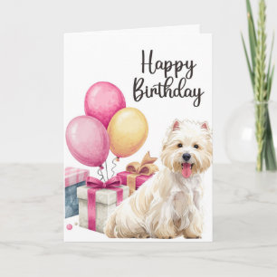 Westie Geburtstagskarte mit Kuchen   Süße Westie K Karte