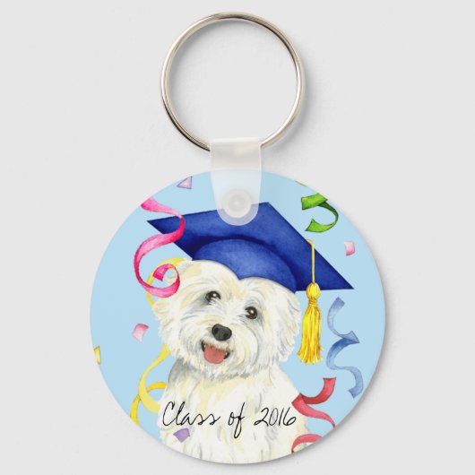 Westie Graduate Schlüsselanhänger (Vorderseite)