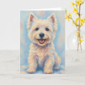 Westie Grußkarte - Leere Innenseite Karte (Gelbe Blume)