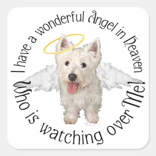 Westie Guardian Angels Quadratischer Aufkleber (Vorderseite)