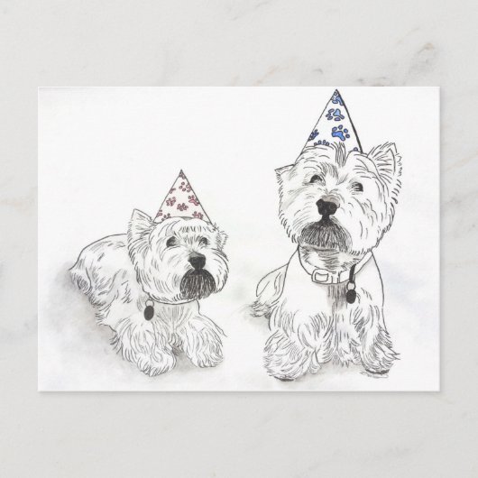 Westie Happy Birthday Postkarte (Vorderseite)
