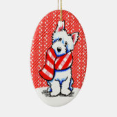 Westie Happy Kariert Scarf Winter Keramikornament (Rechts)