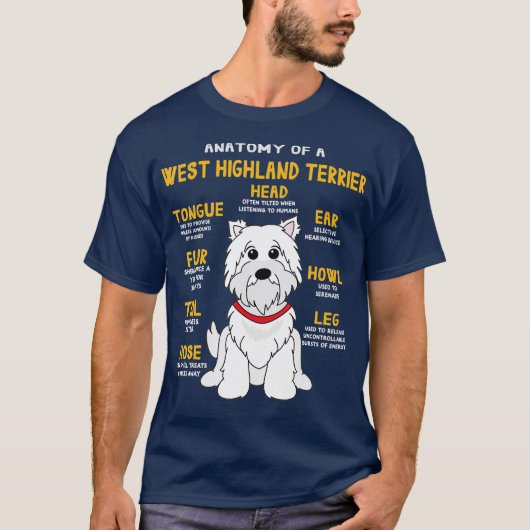 Westie Highland Terrier Anatomy Funny Dog Mom T-Shirt (Vorderseite)