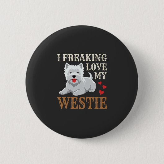 Westie Hund Liebe Typografie Button (Vorderseite)