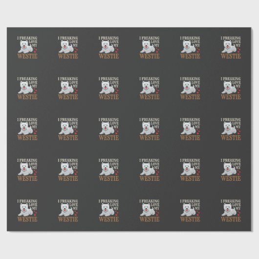 Westie Hund Liebe Typografie Geschenkpapier (Flach)