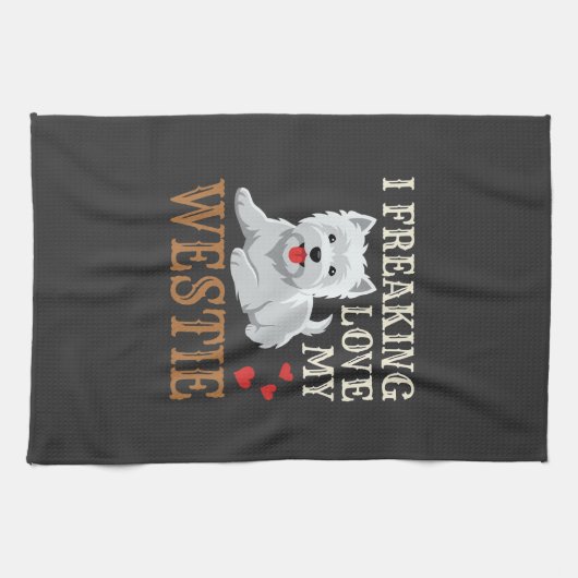 Westie Hund Liebe Typografie Geschirrtuch (Horizontal)