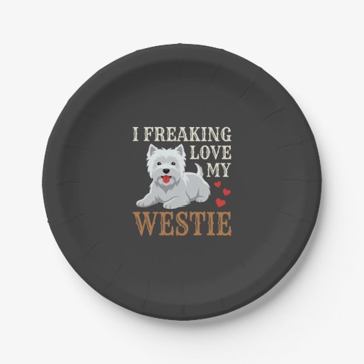 Westie Hund Liebe Typografie Pappteller (Vorderseite)