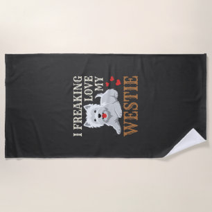 Westie Hund Liebe Typografie Strandtuch