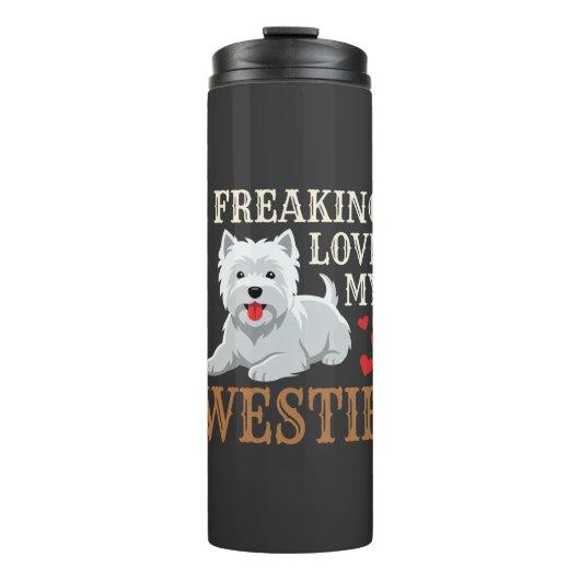 Westie Hund Liebe Typografie Thermosbecher (Vorderseite)