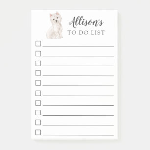Westie Hund personalisiert Liste tun Post-it Klebezettel