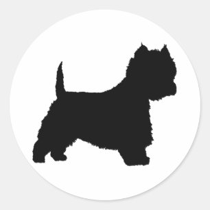 Westie Hund (schwarz) Runder Aufkleber