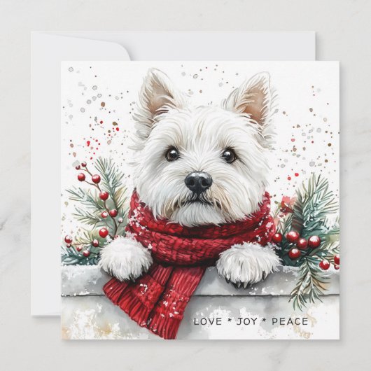 Westie-Hund süße festliche Weihnachtskarte (Vorderseite)
