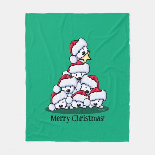 Westie-Hund-Weihnachtsbaum Fleecedecke (Vorderseite)