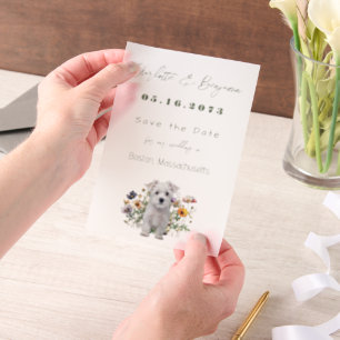 Westie-Hund-Wildblumen-Hochzeit-Save-the-Date Pergament Einladungen