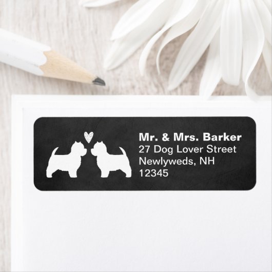 Westie Hunde Silhouetten mit Herz-Rücksendeadresse (Insitu)