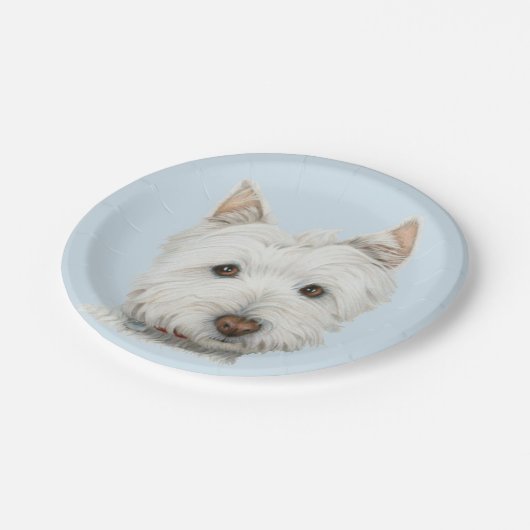 Westie Hundekunst-Pappteller Pappteller (Schrägansicht)