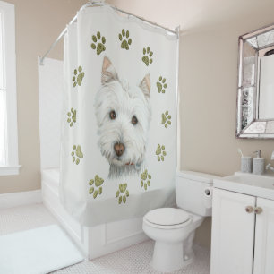 Westie Hundekunst und Tatzen-Duschvorhang Duschvorhang