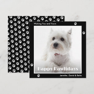 Westie-Hundepfotenabdrücke Foto Schwarz Feiertagskarte