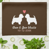 Westie HundeSilhouetten mit Herzen und Text Handtuch (Gefaltet)