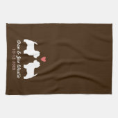 Westie HundeSilhouetten mit Herzen und Text Handtuch (Horizontal)