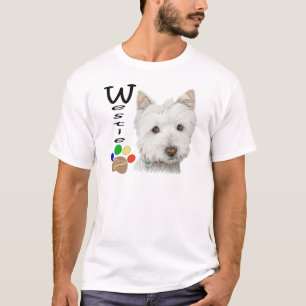 Westie Hundetatzen-Druck-Kunst-Entwurf T-Shirt