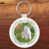 Westie im Garten Schlüsselanhänger (Vorderseite)