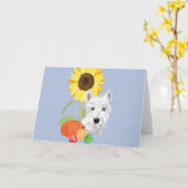 Westie im Herbst Karte (Gelbe Blume)