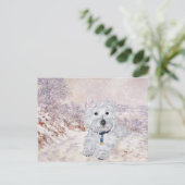 Westie im Winter Postkarte (Stehend Vorderseite)
