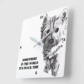 Westie Imbiss-Stempeluhr Quadratische Wanduhr (Winkel)