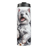 Westie in Blumengräuel Thermosbecher (Vorderseite)