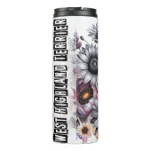 Westie in Blumengräuel Thermosbecher (Rückseite)