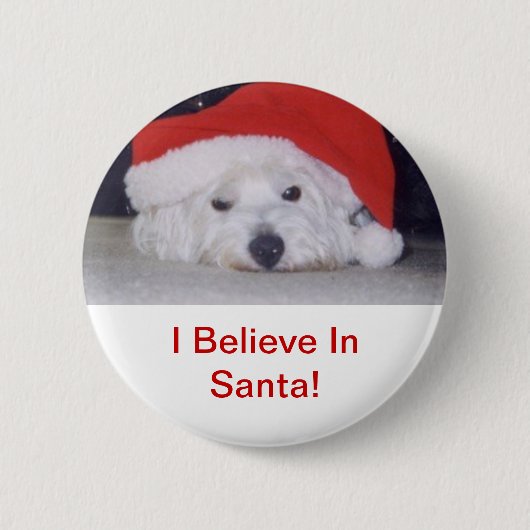 Westie in einer Weihnachtsmannmütze Button (Vorderseite)
